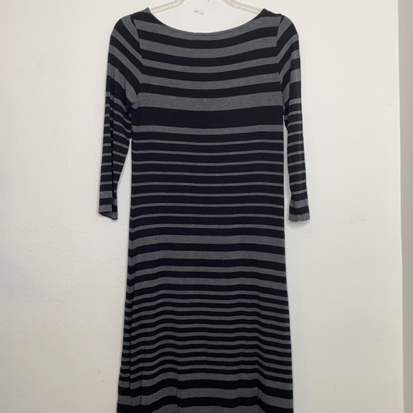 Soma Gray/Black Striped Dress 3/4 Sleeve Small - Picture 4 of 5